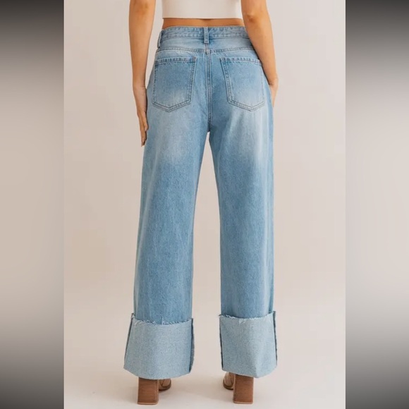 BOUTIQUE High Waist Wide Leg Cuff Jeans - Picture 5 of 7